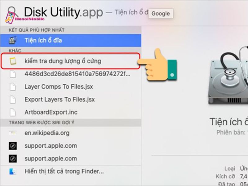 Kiểm tra trong Disk Utility