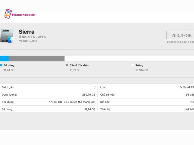 Kiểm tra trong Disk Utility