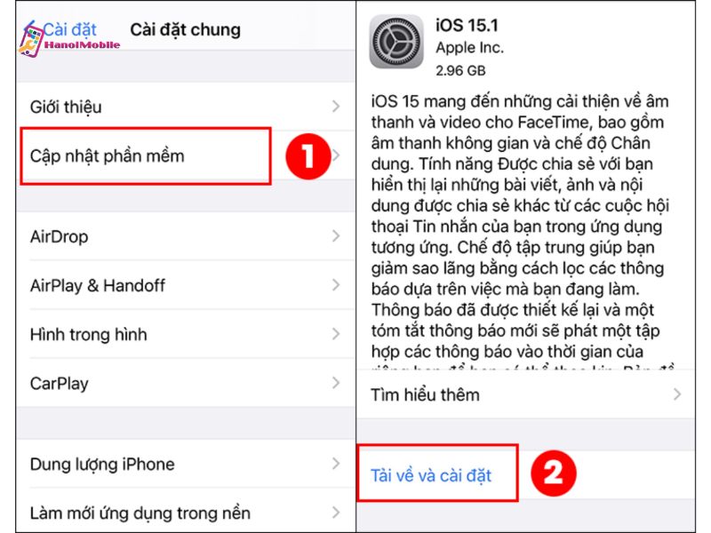  Cập nhật lại phần mềm iOS khắc phục mất True Tone