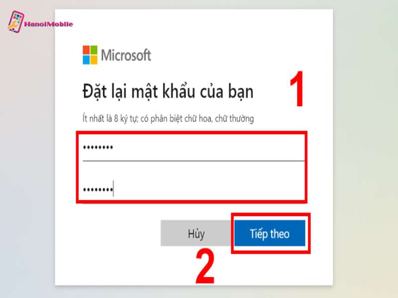 Sử dụng tài khoản mail Outlook để cài đặt lại mật khẩu