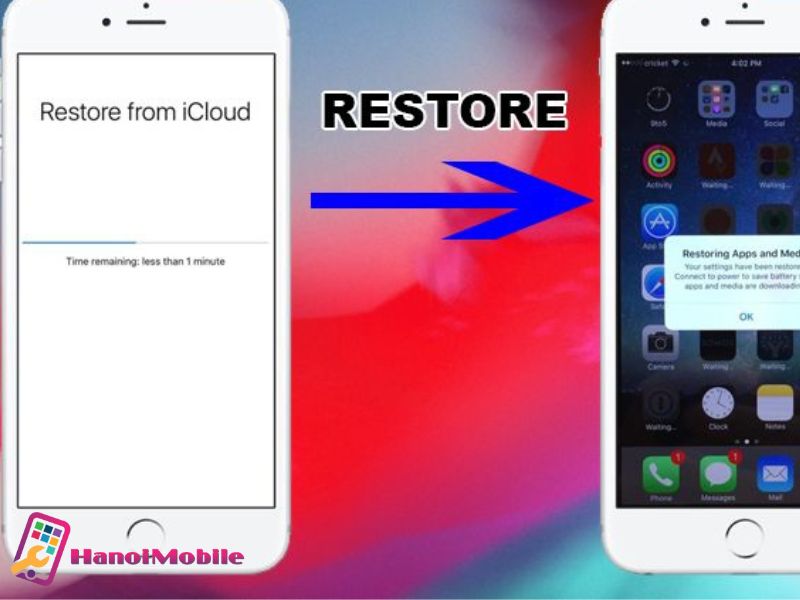 Thực hiện restore iPhone từ iCloud