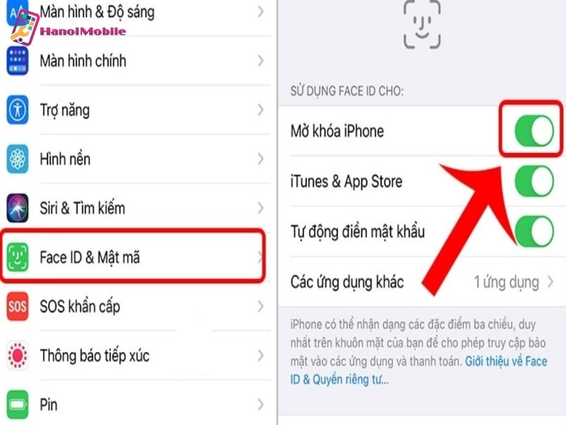 Tắt và bật lại Face ID