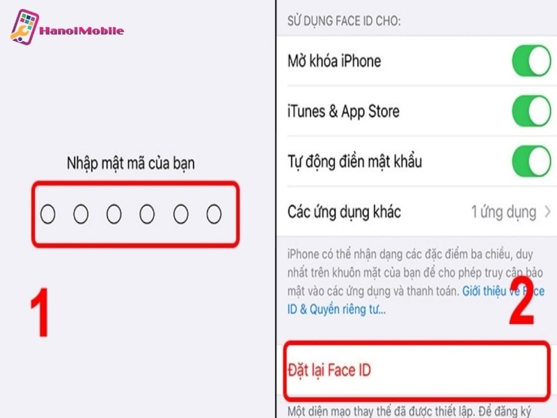 Đặt lại Face ID mới