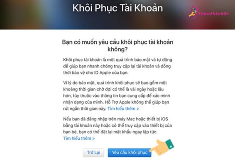 Khôi phục tài khoản iCloud qua máy tính