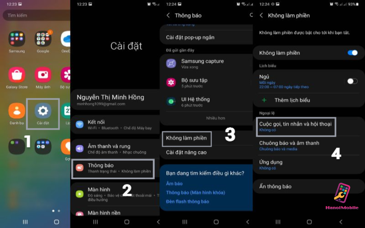 Cách Bật/Tắt Chế Độ Không Làm Phiền Trên Samsung 7