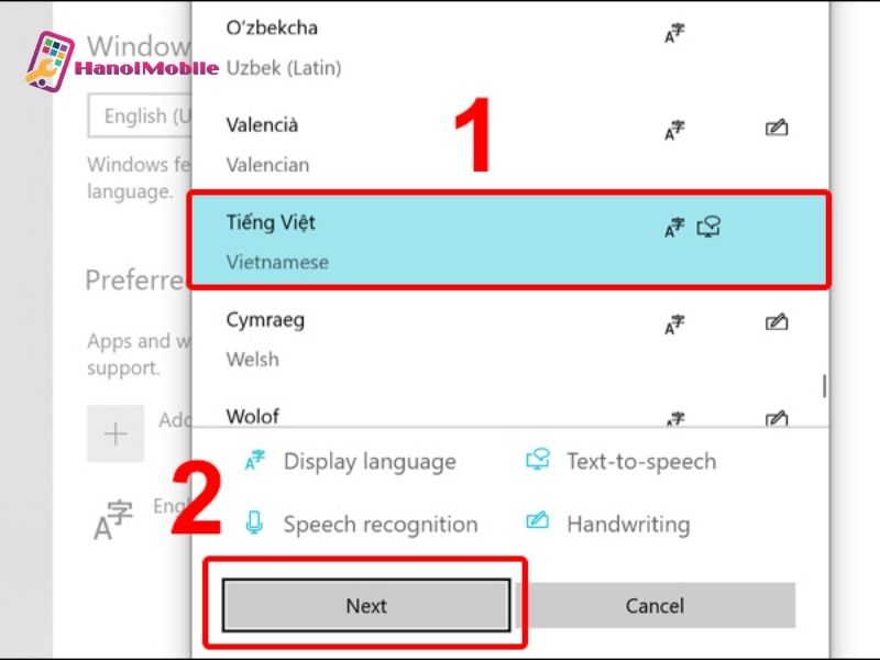 Cách cài tiếng Việt cho máy tính Windows tại Setting