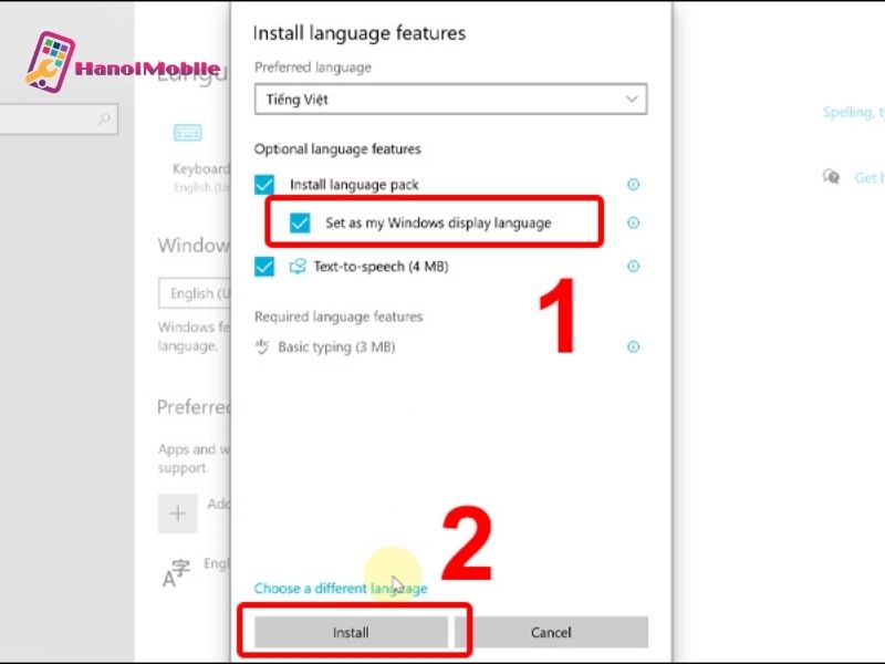 Cách cài tiếng Việt cho máy tính Windows tại Setting
