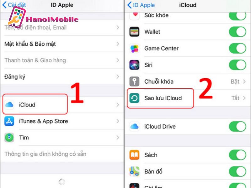 Sao lưu iPhone bằng iCloud