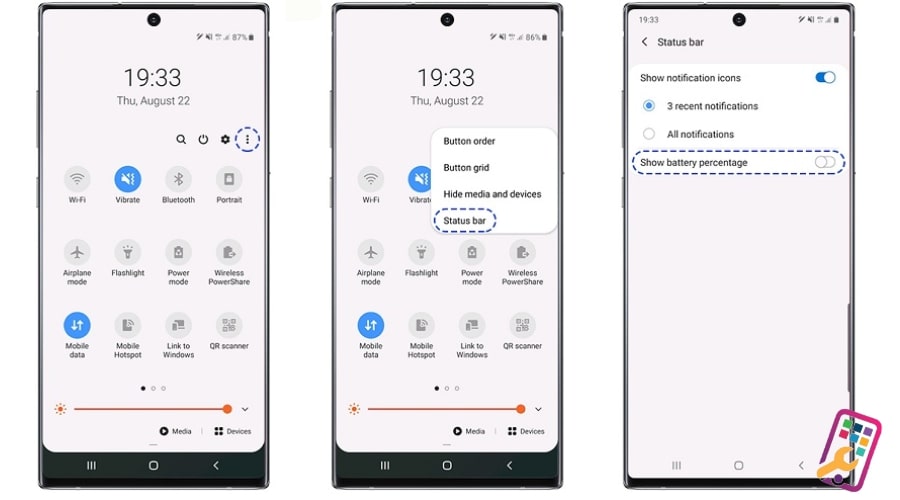 cách hiển thị phần trăm pin trên Samsung 3