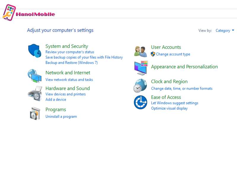 Sử dụng Control Panel