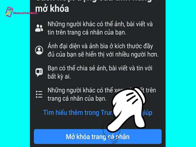 Mở khóa trang Facebook cá nhân đơn giản