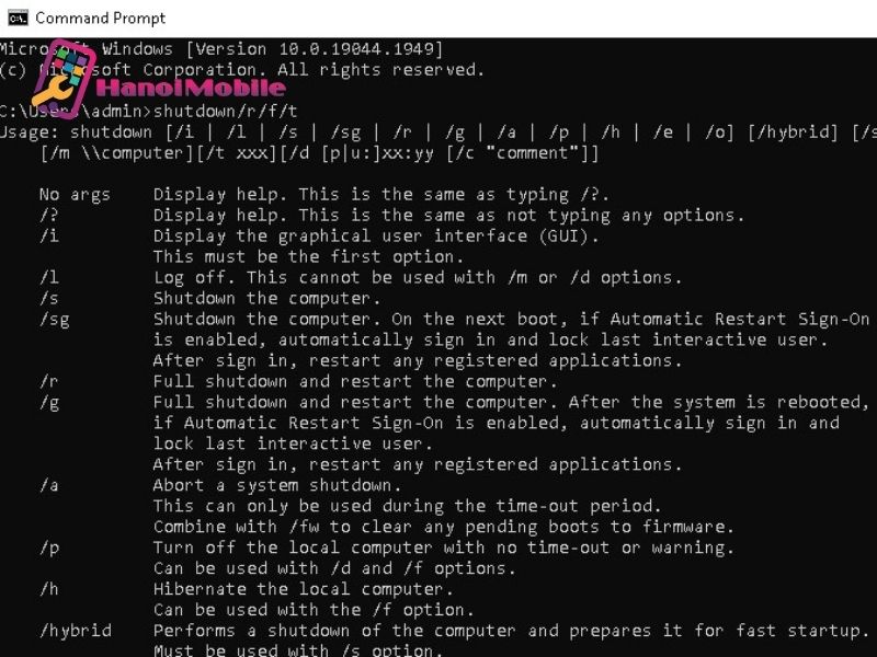 Cách khởi động lại máy tính bằng Command Prompt