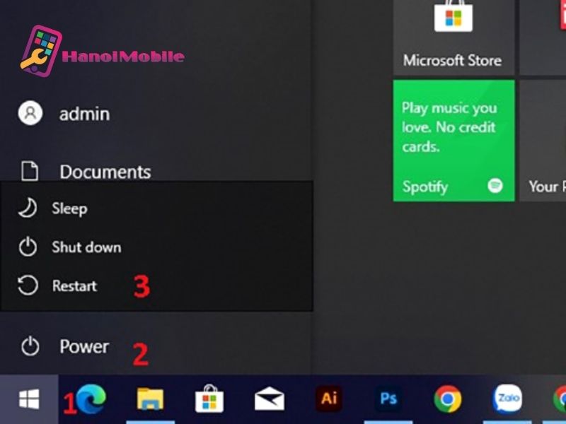 Cách khởi động lại máy tính dùng hệ điều hành Windows 10