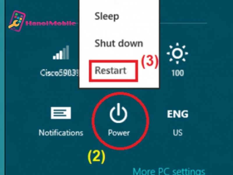 Cách khởi động lại máy tính dùng hệ điều hành Windows 8/8.1