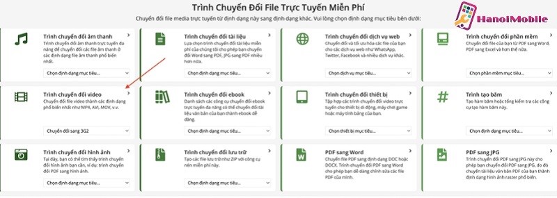  Click vào mục “Trình chuyển đổi video”