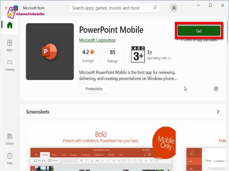 Tải Powerpoint Mobile từ Microsoft Store