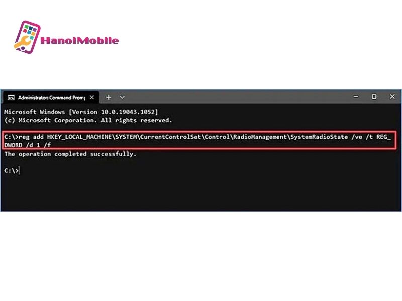 Tắt chế độ máy bay bằng Command Prompt