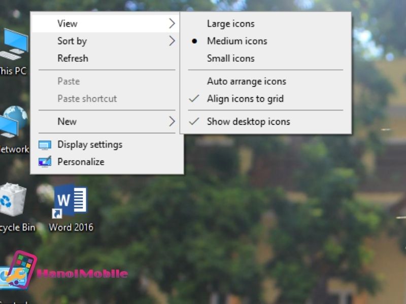 Thu nhỏ các icon trên màn hình Desktop