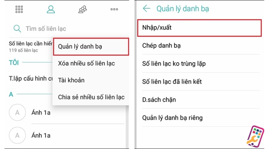 cách xuất danh bạ điện thoại Android 1