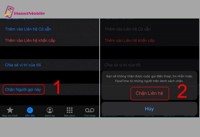 Chọn chặn người gọi này sau đó chọn chặn liên hệ