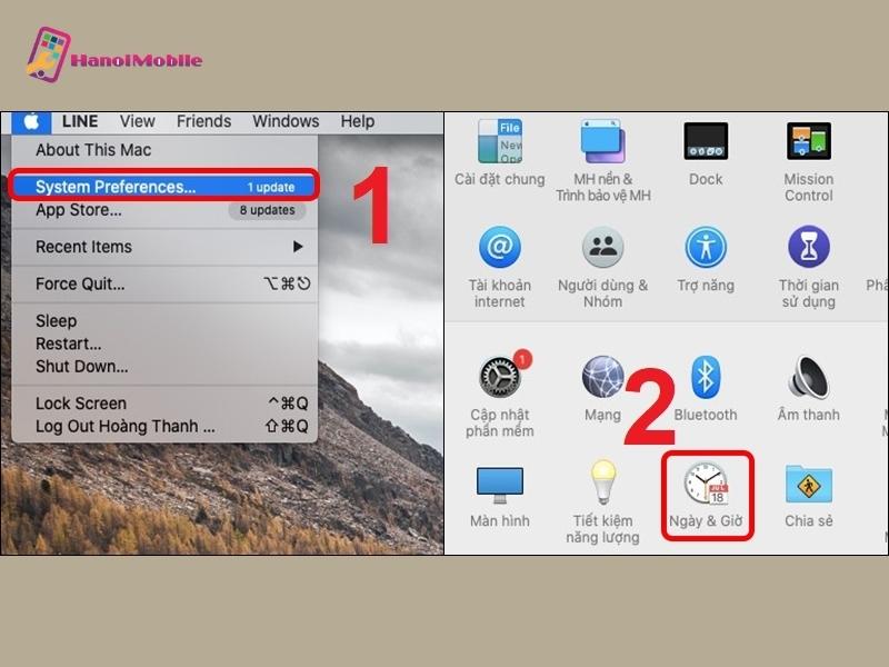 Cách chỉnh giờ trên máy tính Macbook