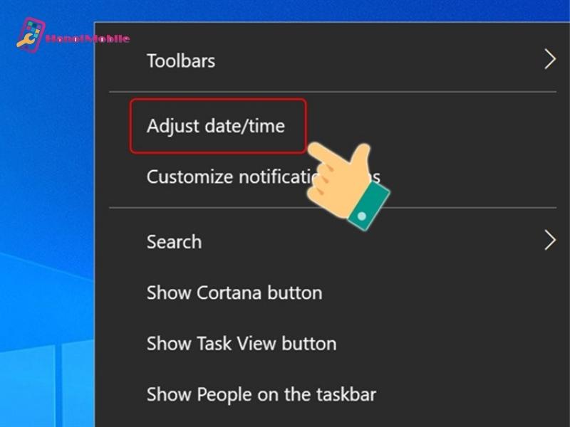 Bấm vào Adjust date/time