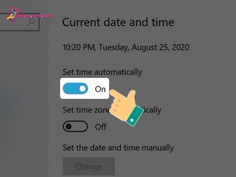 Bật Set time automatically