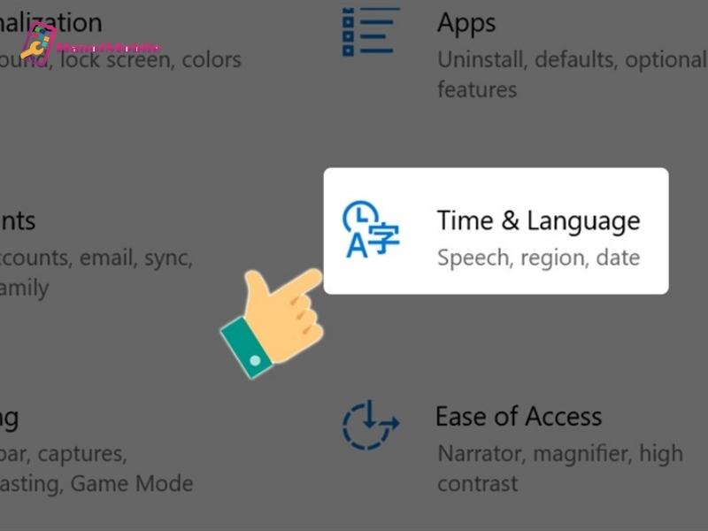 Chọn mục Time & language