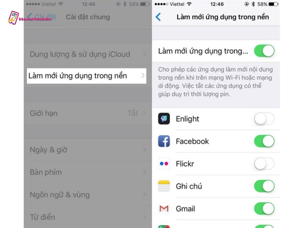 Tắt tính năng update có trong ứng dụng của iPhone