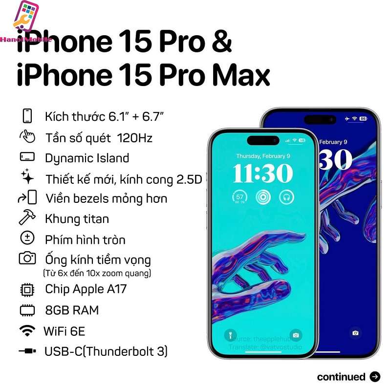 Cấu hình dòng iPhone 15 Pro và iPhone 15 Pro Max