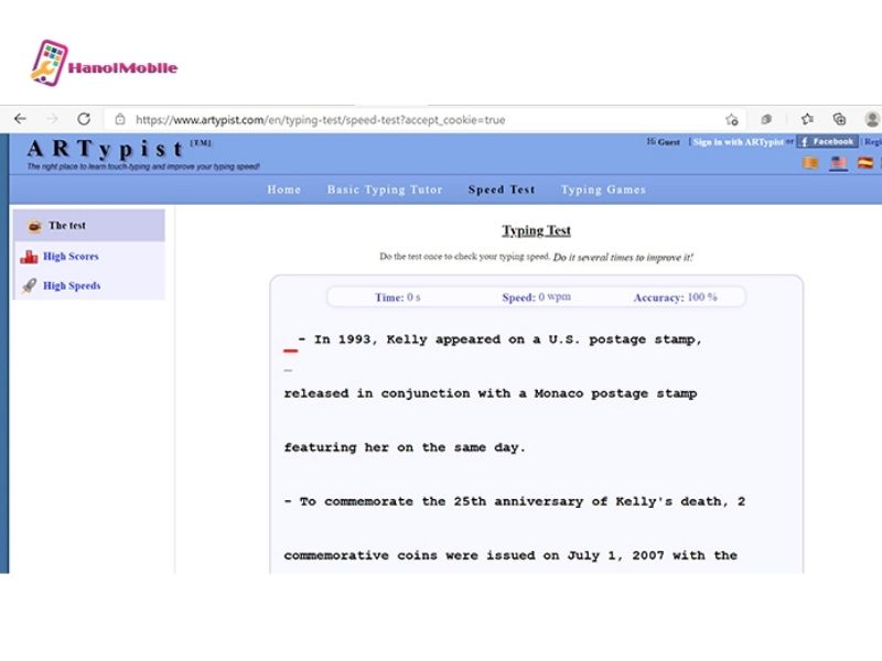 Phần mềm kiểm tra tốc độ đánh máy tính ARTypist