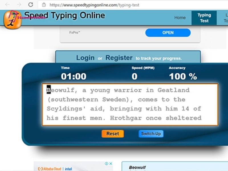 Kiểm tra tốc độ đánh máy bằng Speed Typing Online