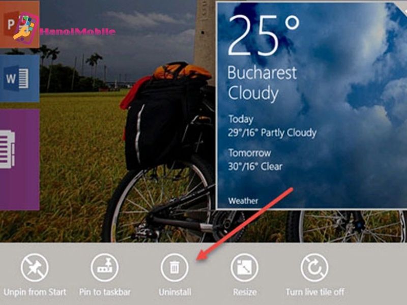 Xóa ứng dụng cài từ Microsoft Store tại màn hình Start