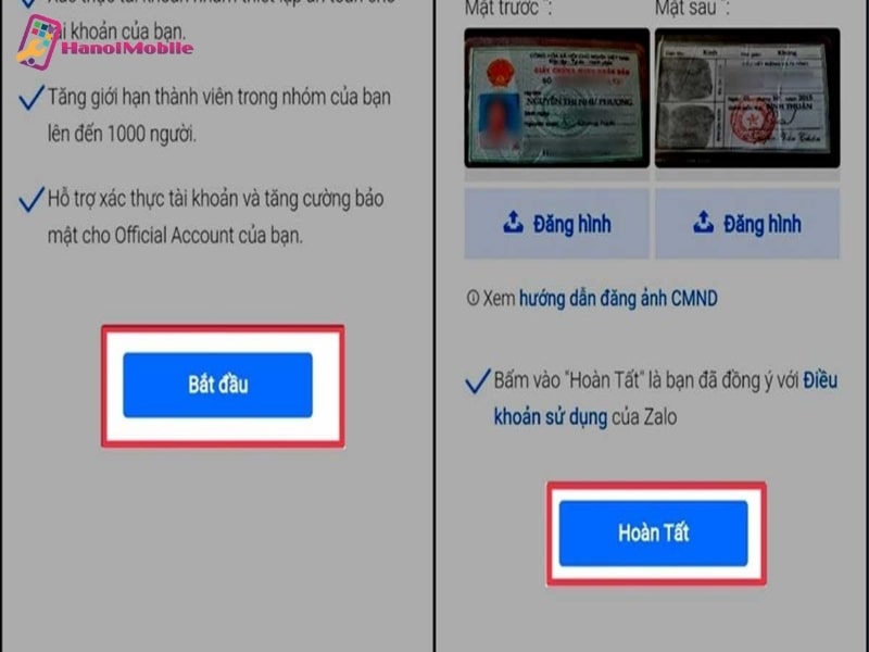 Xác thực tài khoản Zalo bị vô hiệu hóa bằng CMND/CCCD